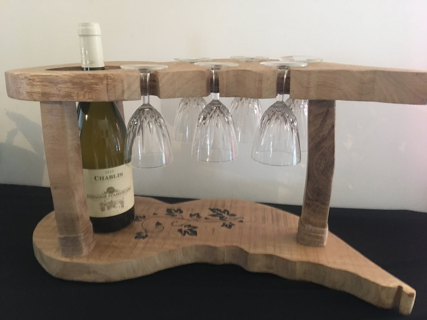 Support-bouteille et verres