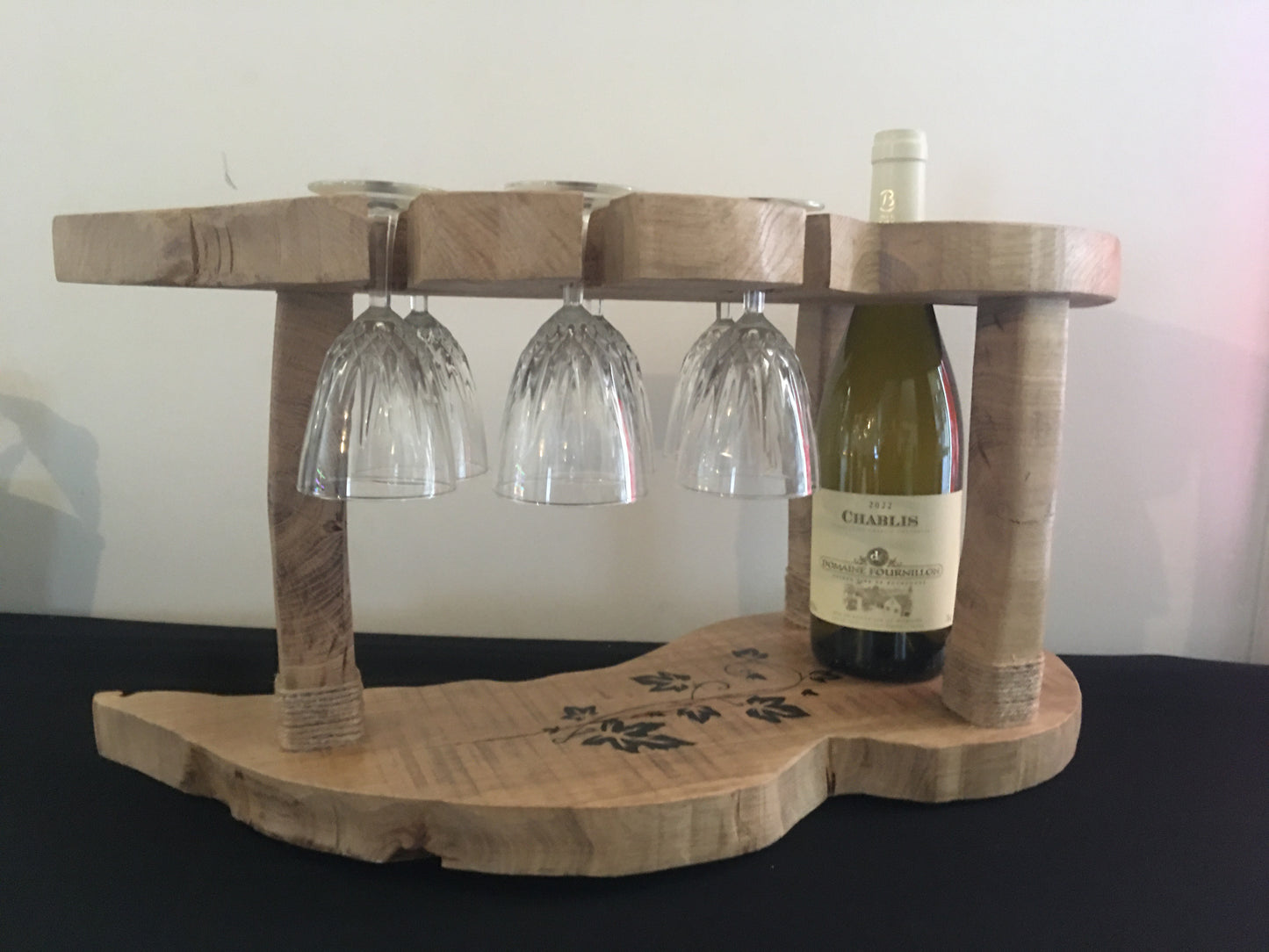 Support-bouteille et verres