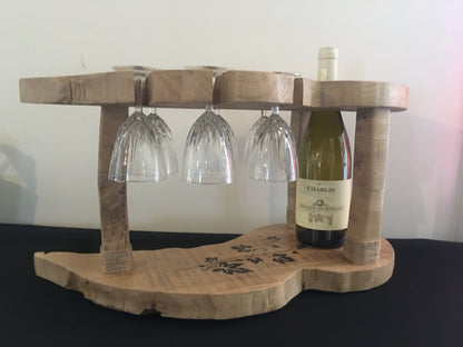 Support-bouteille et verres